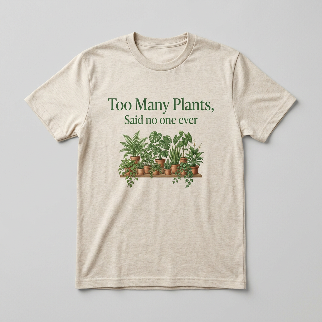 Too Many Plants, Said no one ever design mockup