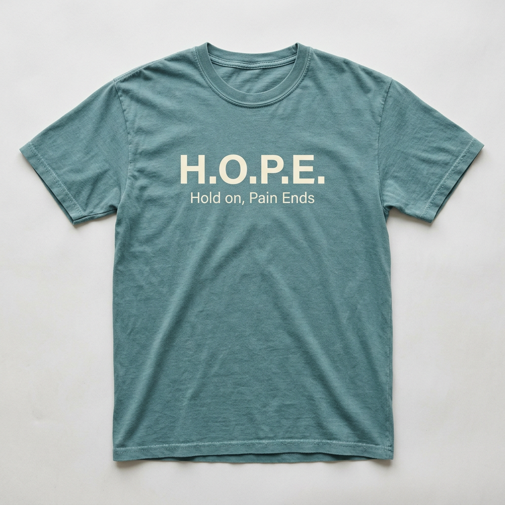 H.O.P.E. Hold on, Pain Ends design mockup
