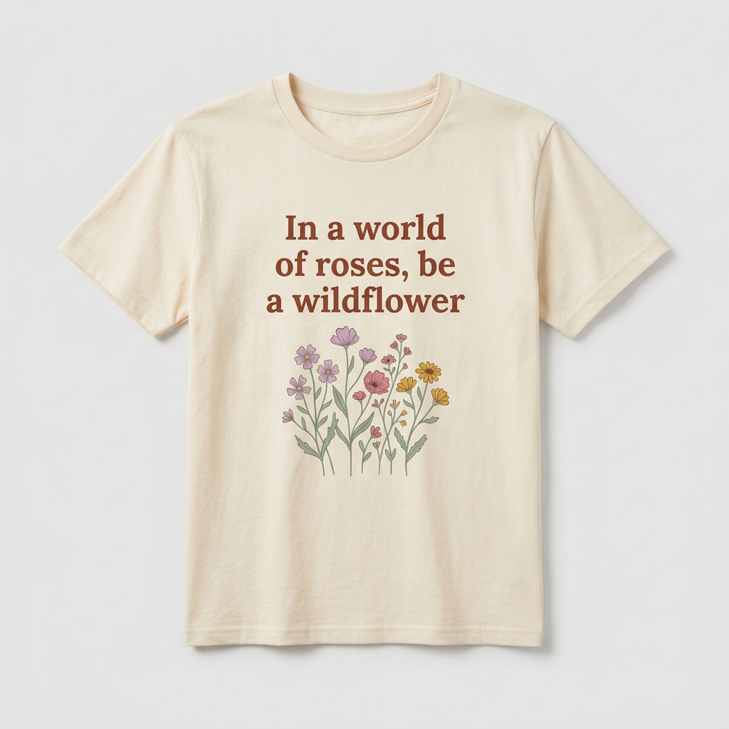In a world of roses, be a wildflower design mockup