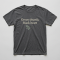 Green thumb, black heart design mockup