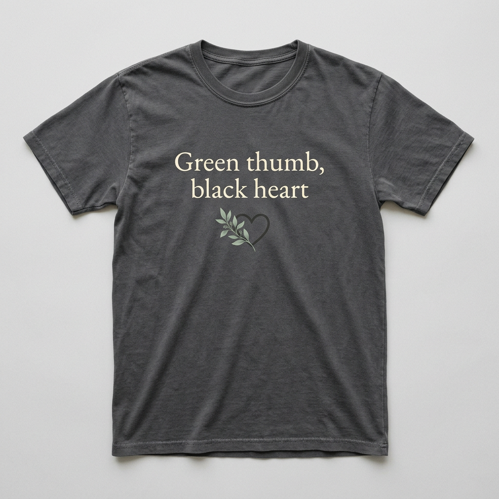 Green thumb, black heart design mockup